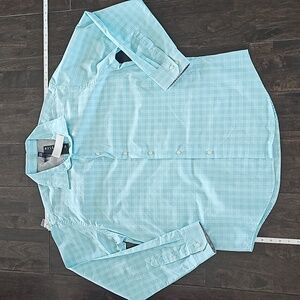 Wide grid baby blue - Button up